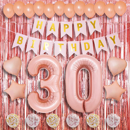 30th Birthday Party Rose Gold Decoration