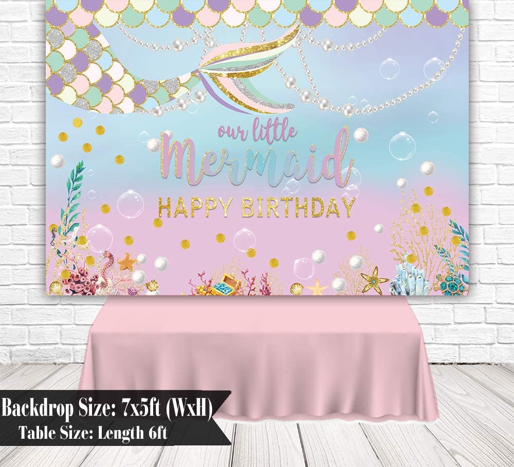 Mermaid Theme Birthday Party Backdrop
