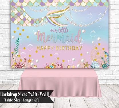 Mermaid Theme Birthday Party Backdrop