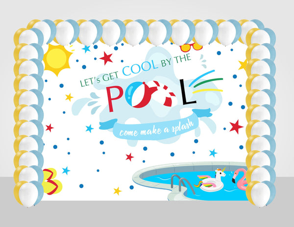 Pool Party Decoration Kit with Backdrop and Balloons