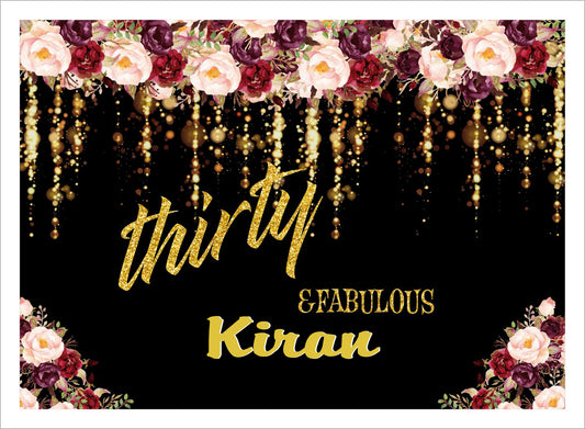 Personalize 30th Birthday Efabulous  Backdrop Banner