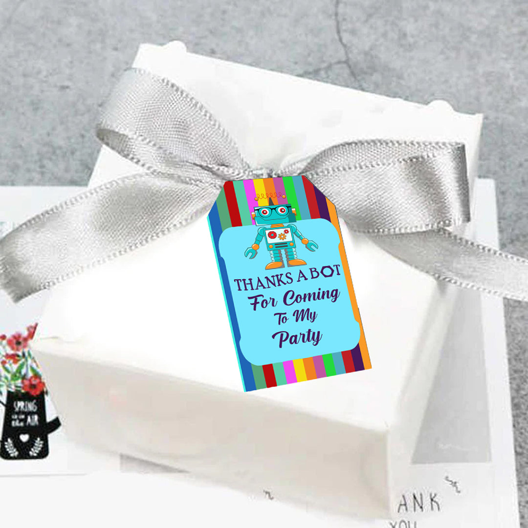 Robot Theme Birthday Party Thank You Gift Tags