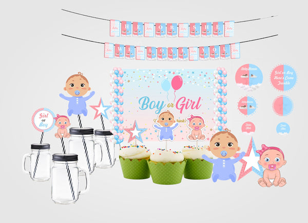 Baby Shower Complete Party Kit with Backdrop & Decorations