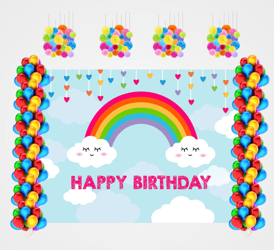 Rainbow Theme Birthday Party Complete Decoration Kit 