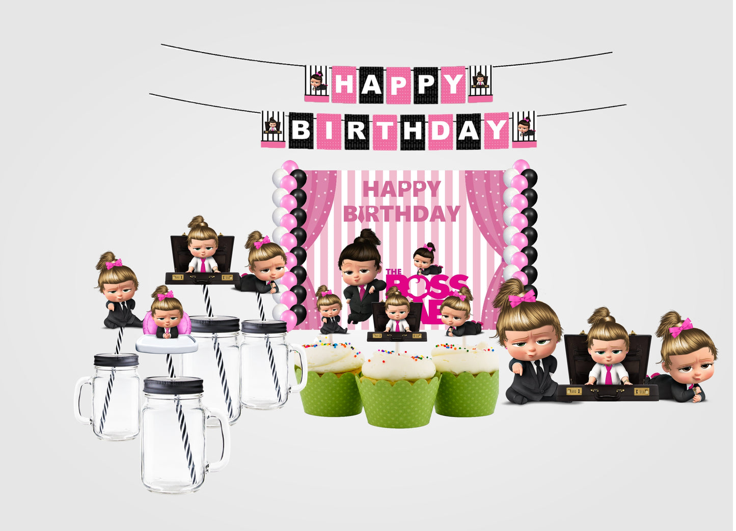 Boss Baby Girl Theme Birthday Party Decoration Kit 