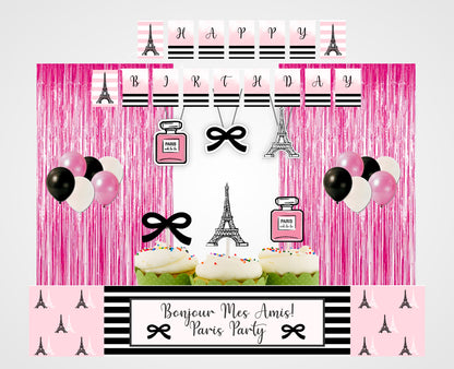 Oh La La Paris Theme Birthday Complete Party Kit with Backdrop & Decorations
