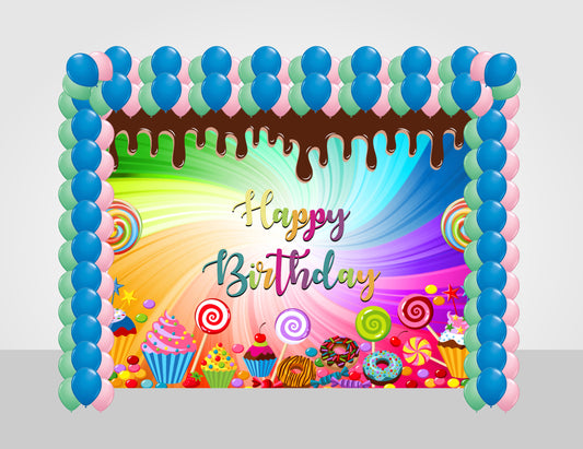 Candyland  Theme Party Decoration Kit with Backdrop & Balloons