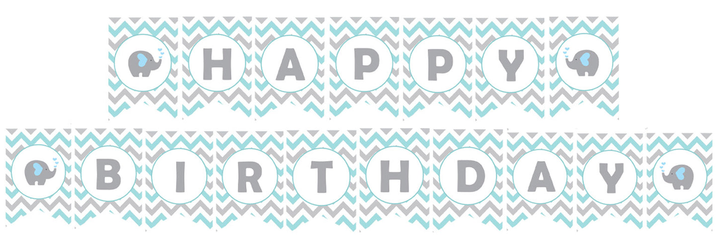 Elephant Theme Birthday Party Banner for Decoration