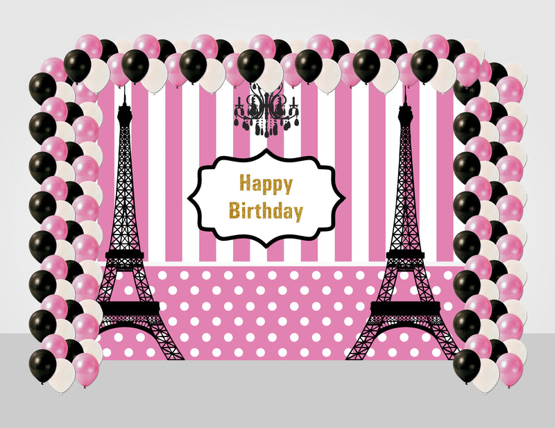 Oh La La Paris Theme Birthday Party Decoration Kit with Backdrop & Balloons
