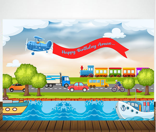 Buy Transport Theme Birthday Party Backdrop Banner | Party Supplies ...