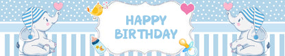 Elephant Theme Birthday Long Banner for Decoration