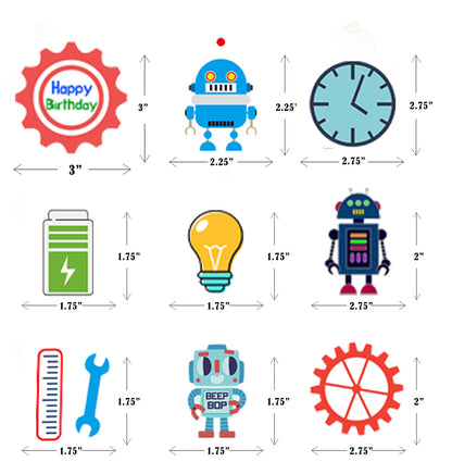 Robot Theme Birthday Party Cake Topper
