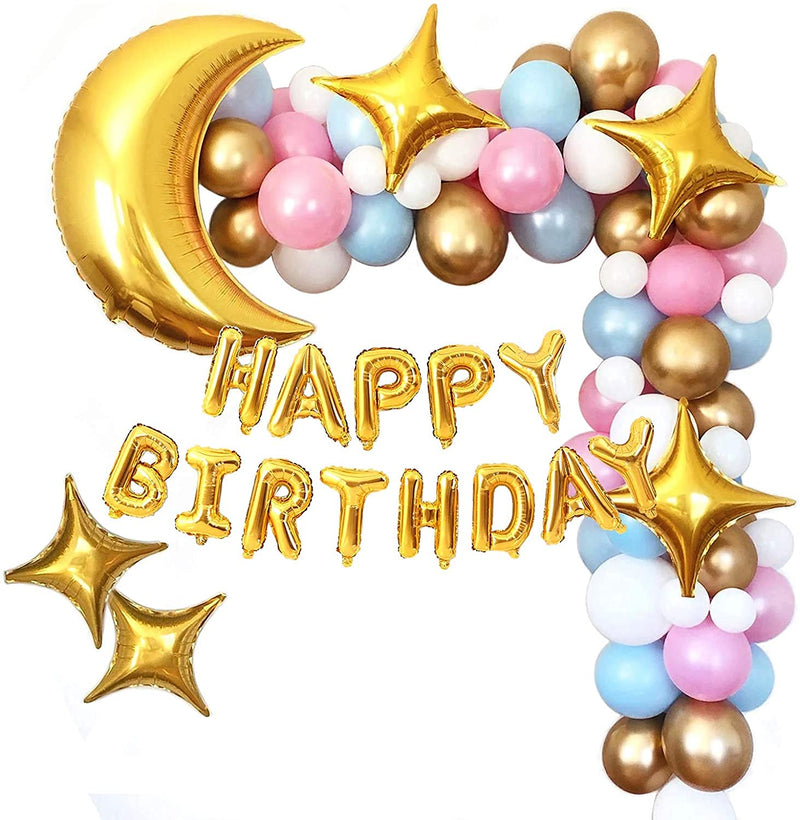 Black Gold White Balloons Garland Kit Birthday Anniversary Party Decoration  Kids