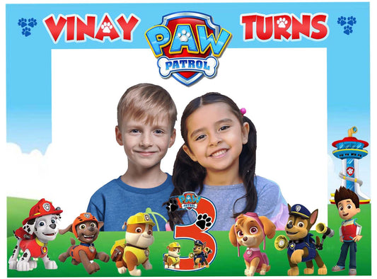 Paw Patrol Theme Birthday Party Selfie Photo Booth Frame