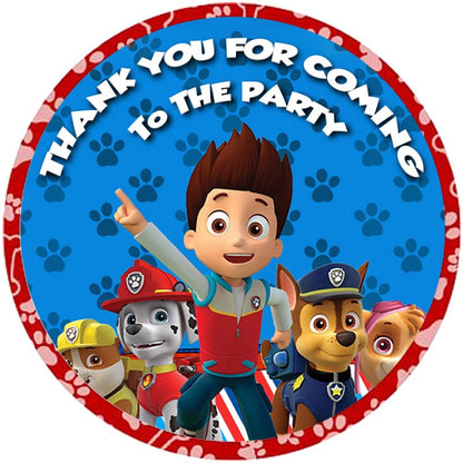 Paw Patrol Theme Birthday Party Thank You Gift Tags