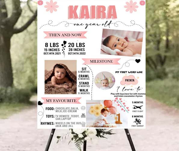 Girls Customized Chalkboard/Milestone Board for Kids Birthday Party