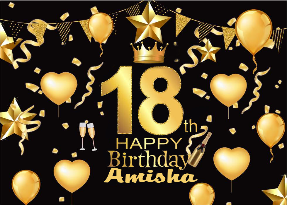 Personalize 18th Birthday Black Party Backdrop Banner