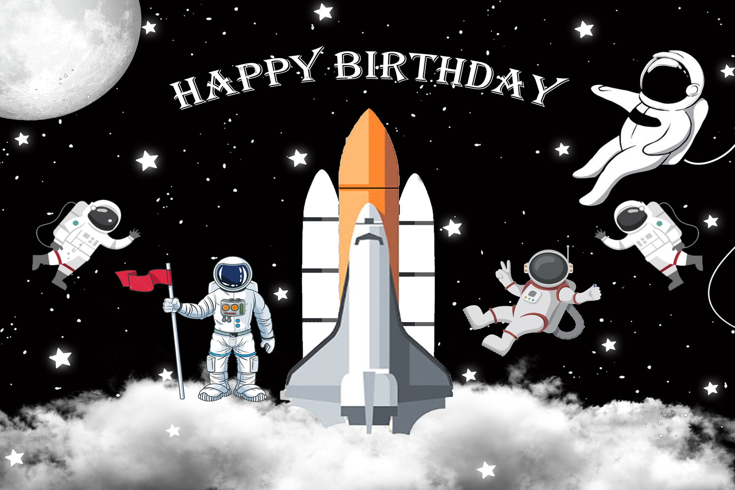 Space Theme Birthday Party Backdrop