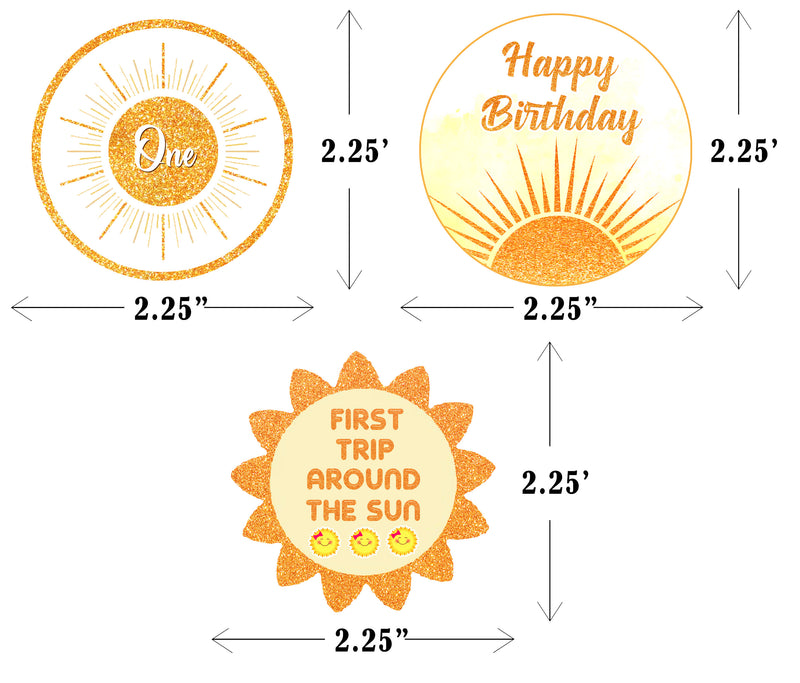 First Trip Around the Sun Theme Birthday Party Cupcake Toppers