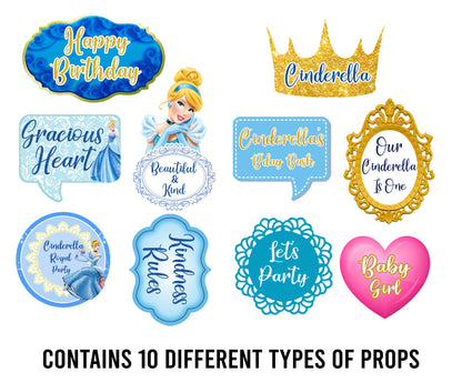 Cinderella Theme Birthday Party Photo Booth Props Kit