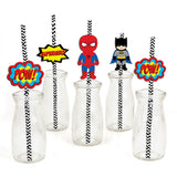 Super Hero Theme Birthday Party Paper Decorative Straws