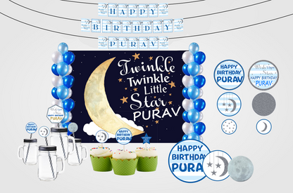 Twinkle Twinkle Little Star Birthday Party Complete Kit with Backdrop & Decorations