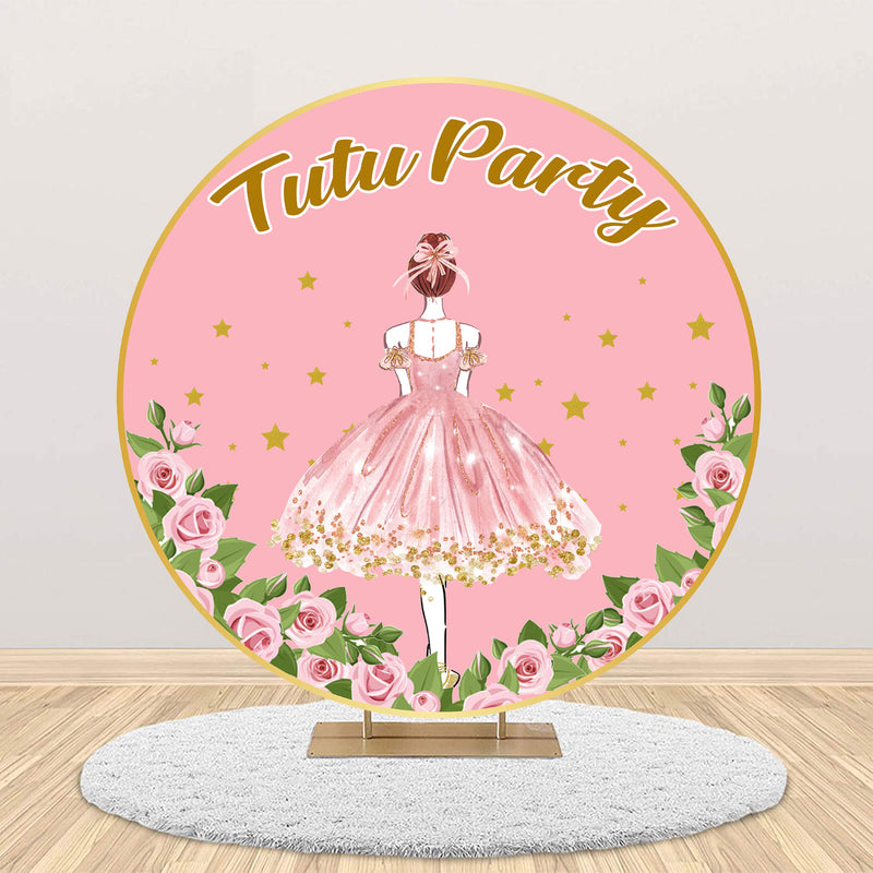 Ballerina Theme Round Birthday Party Backdrop