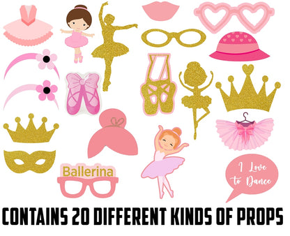Ballerina Theme Birthday Party Photo Booth Props Kit