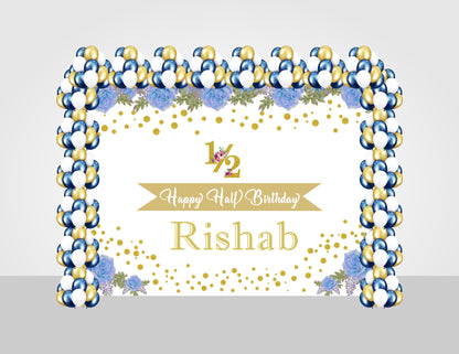 Half Birthday Boys Decoration Kit With Backdrop And Balloons