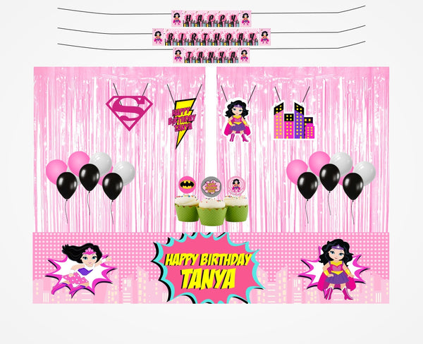 Super Girl Theme Birthday Party Decoration Kit