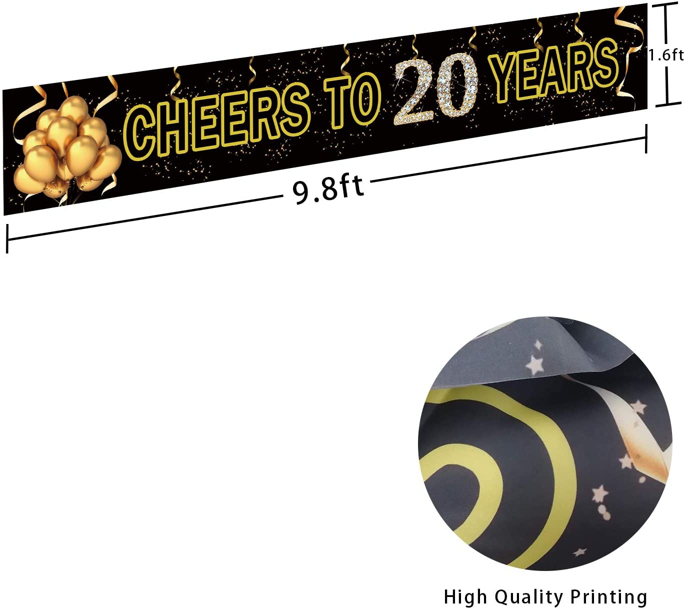 20th Anniversary/Birthday Party Long Banner For Decorations