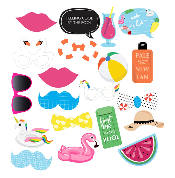 Pool Party Birthday Photo Booth Props Kit