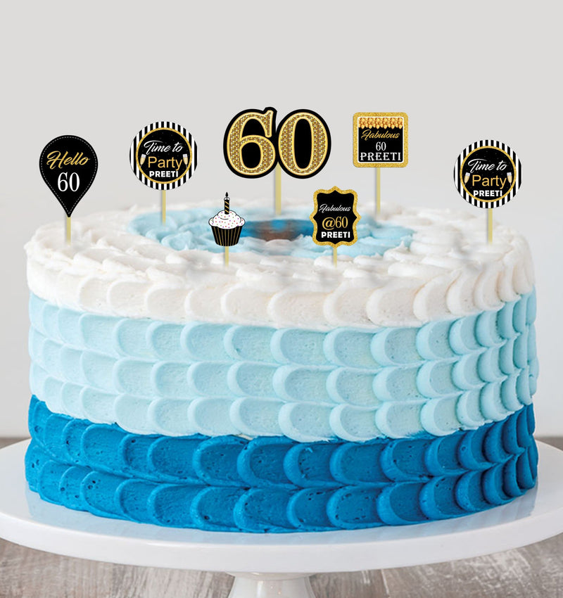 60 Cake Topper for 60th Birthday or Anniversary Silver Party Supplies  Decoration Ideas - Walmart.com