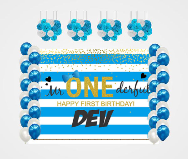 One Is Fun  First Birthday Complete Decoration Kit For Boys