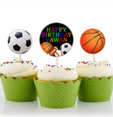 Sports  Theme Birthday Party Cupcake Toppers for Decoration 