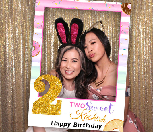 Two Sweet Theme Birthday Party Selfie Photo Booth Frame & Props