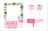 Flamingo Theme Birthday Party Selfie Photo Booth Frame & Props