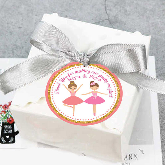 Twin Girls Theme Birthday Party Thank You Gift Tags