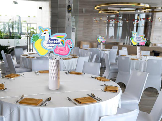 Pool Party Birthday Table Toppers for Decoration 