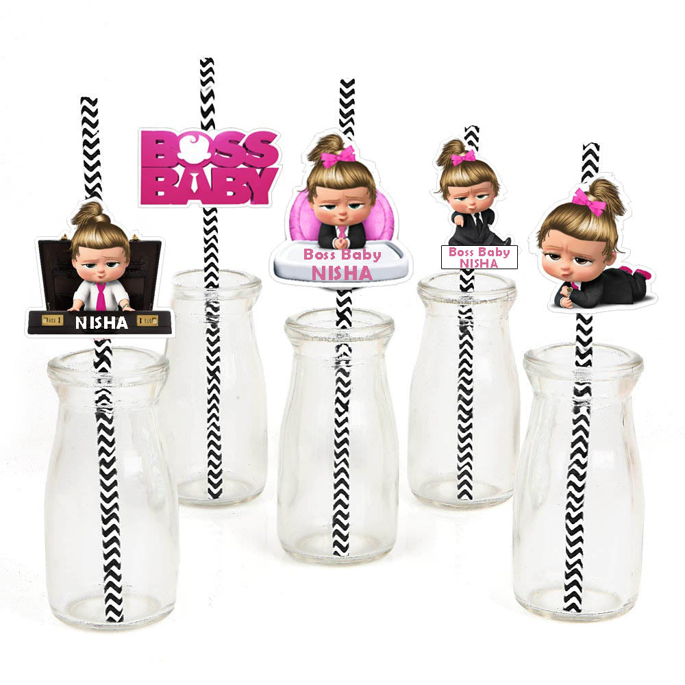 Boss Baby Girl Theme Birthday Party Paper Decorative Straws