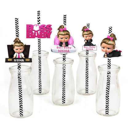 Boss Baby Girl Theme Birthday Party Paper Decorative Straws