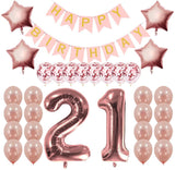 Rose Gold Sweet Party Supplies - Sweet Gifts for Girls - Birthday Party Decorations - Happy Birthday Banner, Number and Confetti Balloons (21th Birthday)