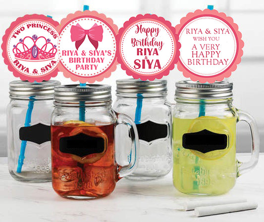 Twin Girls Theme Birthday Party Paper Decorative Straws