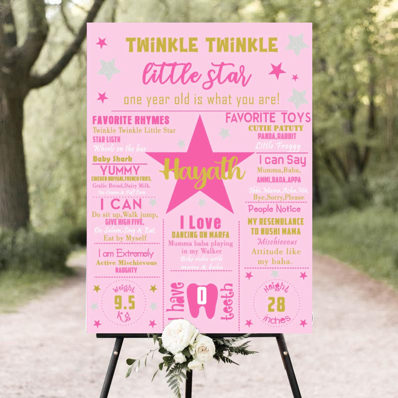 Twinkle Twinkle Little Star Theme Customized Chalkboard Milestone Board