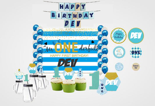 One Is Fun Decoration Kit With Backdrop And Decorations