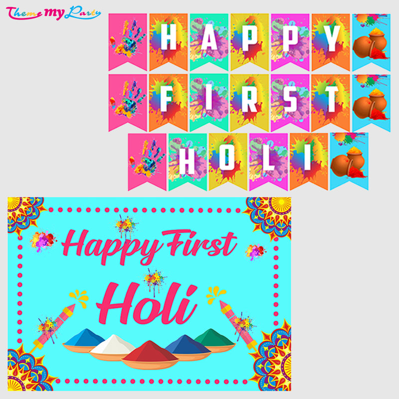 First Holi Banner and Poster Decoration