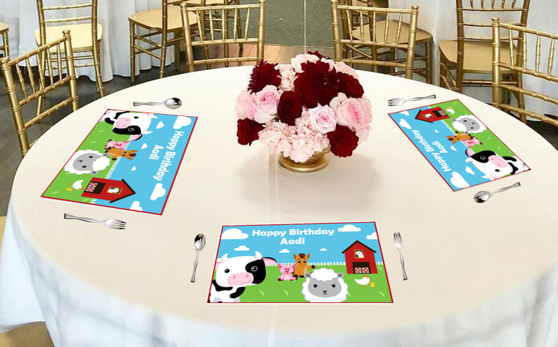 Farm Animal Birthday Table Mats for Decoration