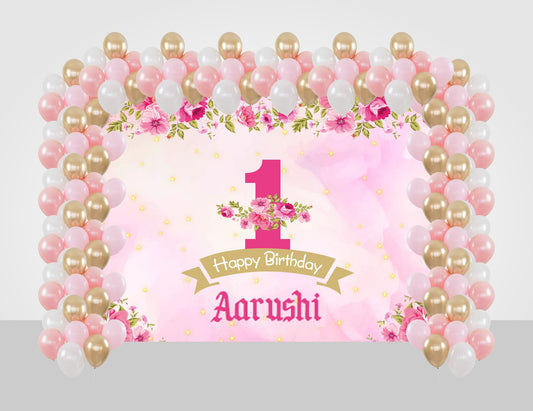 One Is Fun First Birthday Party Decoration kit with Backdrop & Balloons