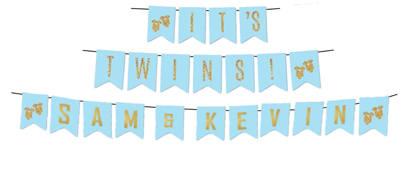 Twin Boys Birthday Paper Banner for  Decoration