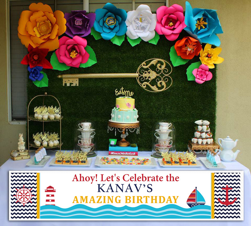 Nautical Ahoy  Theme Birthday Long Banner for Decoration